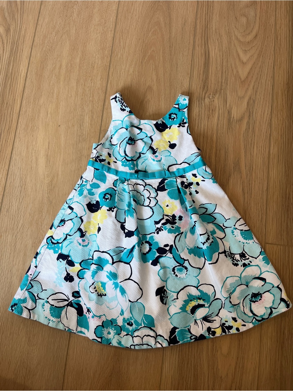Janie and Jack Aqua Floral Fit-and-Flare Dress